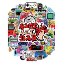 50pcs Game Theme Sticker Pack, Retro Pixel Game Controller Stickers, Funny Game Quotes Decorative Stickers, Suitable For Laptop, Water Bottle, Phone Case, Scrapbook, Gamer Gift - Multicolor - View 3