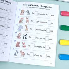 Children's Picture-Based Letter Completion English Practice Book, Toddler English Vocabulary Enlightenment Early Education Educational Workbook, Back To School Learning Supplies, Holiday Student Learning Gift - Multicolor - View 2