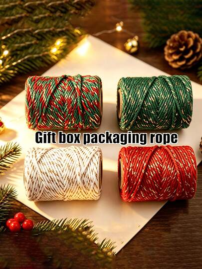 Gift Box Packaging Rope, Gift Wrapping Ribbon, Multi-Color Mixed Braided Gold Striped Cord, Suitable For Christmas Gift Wrapping, Crafts, Sewing And Holiday Decoration