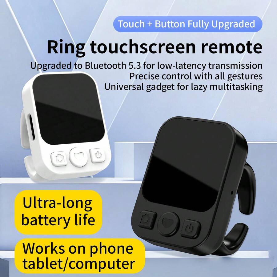 Anillo remoto inalámbrico Bluetooth para la punta del dedo - Ratón de aire con función de desplazamiento, obturador de cámara, pasador de páginas, control táctil para teléfono y tableta iOS/Android, alcance de 10m, ergonómico - Multicolor - Ver 1