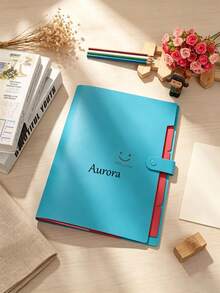 Custom Name Printed Folder, 1pc Personalized Multi-Layer Snap Closure File Organizer, Portable Office & School Stationery Paper Document Storage Folder - Multicolor - View 14