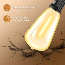 Cadena de luces para exteriores de 7.5M 25 pies, decoración de patio de jardín con blanco cálido de 2500 K, 25 bombillas LED Edison, temporizador de soporte regulable - Tipo de Enchufe A USA (110-127V) - Ver 6