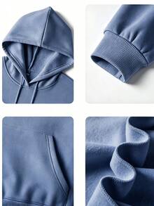 Women's Crew Neck Sweatshirt, Travel Sweatshirt With Pockets, Cotton Top, Women's Autumn/Winter Basic Sweatshirt - Denim Blue - View 5