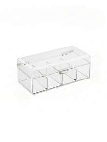 1pc 4-Compartment Transparent Tea Bag Storage Box, Multi-Compartment Portable Coffee Pod Storage Box, Flip Lid Moisture-Proof & Dust-Proof Storage Box, Suitable For Kitchen, Office Breakroom, Living Room Coffee Table And Small Item Storage - Transparent - View 10