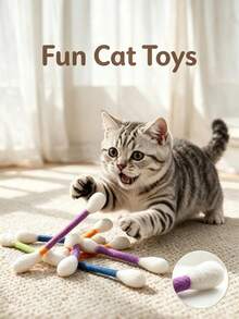 Cat Wand Toys 2 Packs Extra Big Interactive Play Wands Indoor Entertainment Toy Promote Cat Exercise Relieve Boredom Sturdy Bite Resistant Suitable For Kitten And Adult Cats Pet Owner Essentials - 2 Pieces Yellow - View 1