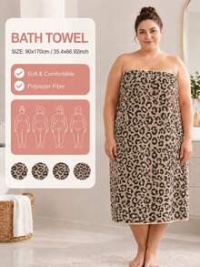 1pc Leopard Print Bath Towel, Size 90*170 Cm, Soft And Thick, Highly Absorbent, Quick-Drying Fabric. Leopard Print Design, Vintage And Fashionable Style, Sturdy Hemming, No Shedding. Suitable For Home Bathing, Beach Outings, Outstanding Appearance, Daily Bathing And Wrapping. - Brown - View 3