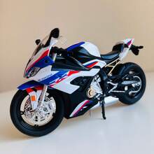 Maisto 1 st 1:12 skala S1000RR racingmotorcykelmodell i gjuten metall – blå och vit, med glidfunktion, samlarmodell – lämplig för Halloween-dekorationer och julklappar - Multifärgad - Visa 1