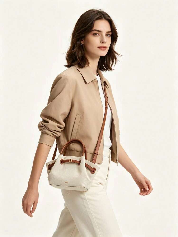 JP Dumpling Bag Women JH30692 Hana Small New Style Women's Bag Shoulder Crossbody Handheld Multi-Use Commute Work Outing Shopping Date Small Tote Bag Lightweight Durable Suede High Aesthetic Versatile - Beige - View 4