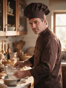 1pc Unisex Adjustable Elastic Chef Hat, Work Cap, Suitable For Hotel Kitchen, Restaurant Chef, Baker And More. - A - View 10