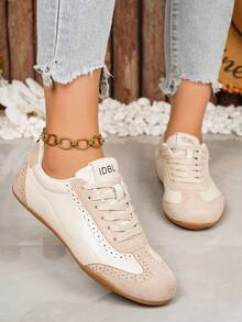 Women's Casual Sports Shoes Retro Versatile Soft Sole Lace-Up Sneakers - Beige - View 2
