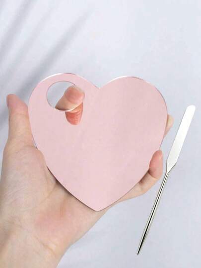 2 piezas/Set (Paleta de maquillaje + Paleta de color), Paleta de maquillaje con forma de corazón, Apta para sombras de ojos, crema facial, pestañas, mezcla de color de uñas, Crear maquillaje exquisito, Paleta de color de uñas, Asequible, Para tocador, viaje, uso en dormitorio, Se puede comprar por separado
