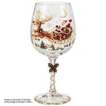 Christmas Wine Glass Collection, Holiday Wine Cups With Cute Christmas Sticker Designs, Festive Drinkware Set For Party, Dinner, Home Bar Decor - Multicolor - View 9