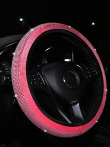 MEIKAXIU Rhinestone Blingbling Short Plush Steering Wheel Cover Without Inner Ring, Suitable For 38cm(15in) Car Decoration, For Women - Rhinestone-studded, No Inner Ring - View 14