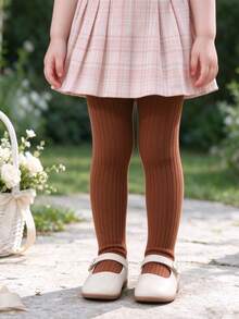 5 Pairs Girls' Vertical Striped Tights, All-Season Skin-Friendly Elastic Baby Leggings, Simple Solid Color Wearable Tights For Girls - Multicolor - View 3