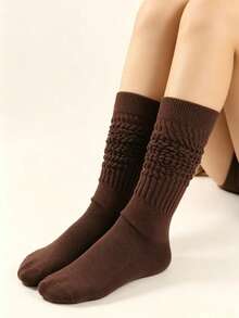 1/2/3/4/6 Pairs Women's Autumn/Winter Warm Thick Fleece Lined Terry Socks, Loose Mid-Calf Socks, Solid Color Sole Yoga Pilates Floor Socks, Y2K Style - Multicolor - View 4