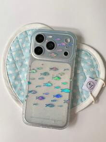 Clear Blue Glitter Gold Fish Double Layer Phone Case Compatible With Apple 18 Pro Max, New Apple 17 Pro/15 Pro Max Protective Cover, Anti-Drop, Compatible With 16 Pro - Clear - View 6