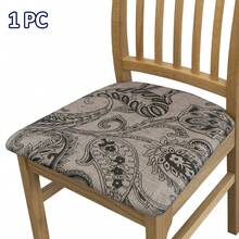 1/4/6PCS Printed Milk Silk Elastic Chair Seat Cushion Cover, Stretchable And Machine Washable, Suitable For Study, Living Room, Dining Room, Bedroom Chair Cushion Protection - Multicolor - View 11
