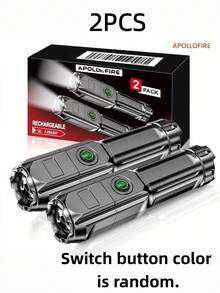 1pc/2pcs Ultra Bright LED Flashlight, Portable Adjustable Focus Flashlight, Rechargeable High Power LED Flashlight, Multi-Function, Telescopic Zoom, Suitable For Outdoor And Home, Camping, Travel, Travel Essentials - Star - View 15