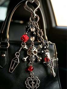 Gothic Vintage Skull Cross Pendant Keychain Halloween Gift Sweet Cool Dark Girl Bag Charm - Multicolor - View 1