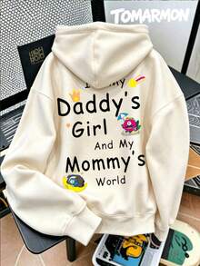 TOMARMON Hooded Sweatshirt, Fun Parent-Child Slogan Print Long Sleeve Pullover Top, Casual Children's Wear Parent-Child Vibe Outfit - Apricot - View 6