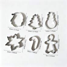 Stainless Steel Christmas Cookie Cutter, 3.1-2.3 Inches, 6pcs Set Gingerbread Man, Christmas Tree, Snowflake, Snowman, Candy Cane Shapes, Stainless Steel, Perfect For Winter Holiday Baking - View 4