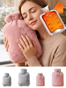Autumn/Winter Warm Hand Warmer Bag, 2000ML/1000ML Size, Pink/Grey Optional - Multicolor - View 1