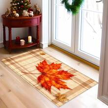 2D Autumn Maple Leaf Pattern Printed Long Runner Rug Series, Indoor Entrance Mat, Bedroom Bedside Mat, Kitchen Long Mat, Suitable For Living Room, Laundry Room, Bathroom - Multicolor - View 5
