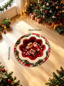 1pc Christmas Theme Living Room Round Rug Gift Box Pattern Bedroom Decor Bedside Carpet, 3D Visual Effect Home Bay Window Plush Rug, Seasonal Decorative Mat, With Holiday Design, Christmas Decoration, Perfect Christmas Gift, Perfect Match For Christmas And New Year Celebration, Decorative Rug, Bedroom Decor, Small Rug, Carpet, Home Decor, Living Room Rug - Multicolor - View 13