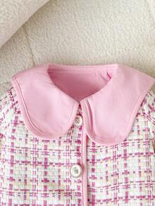 Autumn/Winter Baby Girl Cute Pink Plaid Lapel Single-Breasted Princess Style Atmosphere Jacket - Pink - View 10