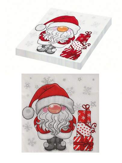 40/20/1pc Christmas Napkins, 3-Ply Disposable Napkins, Santa Claus Pattern, Christmas Supplies, Christmas Decoration Napkins, Soft And Comfortable, Suitable For Christmas, Parties, Restaurants