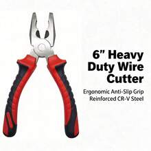 6 Inch Steel Wire Pliers, Needle Nose Pliers, Classic Red & Black Color Scheme | Thick Anti-Slip Handle, Comfortable Grip And Effort-Saving | Powerful Cutting Multi-Function Home Repair Tool | Practical Hardware Gift - 6 Inches - View 10