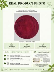 1pc Burgundy Round Faux Rabbit Fur Rug, Bedroom Decor Carpet, Suitable For Christmas, Thanksgiving And New Year Decoration, Festive Home Decor Mat, Soft And Skin-Friendly, Living Room, Bedroom, Bedroom Carpet, Decorative Rug, Small Rug, Carpet, Home Decor, Living Room Carpet - Burgundy - View 6