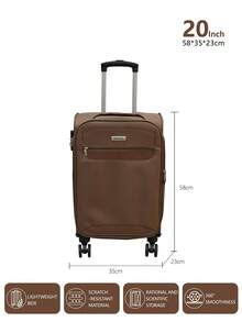 20/24/28 Suitcase, Hardshell/Softshell, Impact-Resistant, Expandable Section For Extra Capacity, Trolley Case, Storage Case, Carry-On, Checked Luggage - Light Brown - View 5