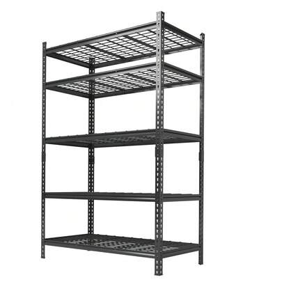 5 Tier Metal Storage Shelving Unit 48" W Adjustable Garage Shelving 2400 LBS Heavy Duty Garage Shelving Storage Shelves For Garage Kitchen Pantry Warehouse Basement 48" W * 24" D * 72" H