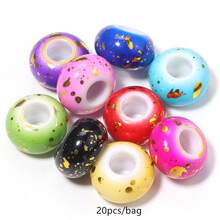20pcs/Pack Solid Color Gold Splatter Spotted Large Hole Beads DIY Handmade Fashion Bracelet Necklace Bag Charm Making Flat Round Beads - Multicolor - View 12