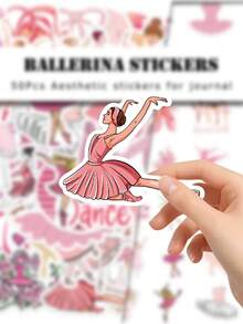 50 buah Stiker Balet untuk Koper, Buku Catatan, Perencana, Casing Ponsel, Dekorasi Doodle - 50 Stiker Balet TT242 - View 4