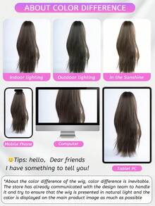 alicegarden 30-Inch Long Synthetic Wig Featuring A Natural Straight Style A Stunning Dark-Brown. Designed With Bangs , This False Hairpiece Is Perfect For Ms Daily Use, Offering A Natural And Natural Durable Wig Gift For Ladies. - Dark Brown - View 11