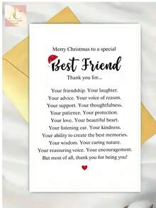 Best Friend Christmas Greeting Card, Heartfelt Sentimental Xmas Card For Special BFF, Warm Thank You Quote Card, Beautiful Festive Card To Send Christmas Wishes To Close Friend - One Size Fits All - View 5