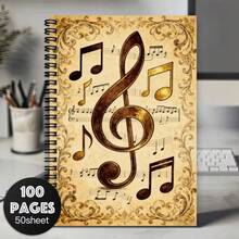 [Ideal Gift]Music Notebook, Teacher Appreciation Gift, Musician Writing Diary, Lined Paper, Flat Lay Spiral Binding, Subject Notebook, Pen Not Included - One Book (50 Pages, 100 Pages) - View 25