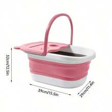 Adult Foldable Massage Foot Bath Tub, Suitable For Home/Dorm, Minimalist Design, With Lid, Deep Soaking Foot Bath - Multicolor - View 9