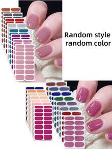 8/6/4/2/1pcs Pink Glitter Self-Adhesive Gel Nail Stickers, Suitable For Women's Home DIY Nail Art Supplies - Multicolor - View 11