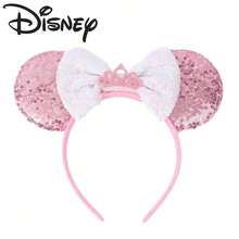 Panini Crown Style Headband, Pink And White Contrast Sequin Bow, Amusement Park Costume Accessory - Multi-color - View 1