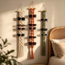 1 buah Gantungan Kacamata Makrame Buatan Tangan, Rak Penyimpanan Kacamata Anyaman Gaya Bohemian dengan Rumbai, Rak Penyimpanan Kacamata Gantung Dinding untuk Kamar Tidur, Lemari, Dekorasi Rumah - MultiWarna - View 1