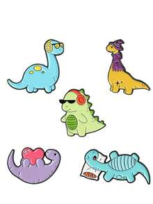 1pc/5pcs Cute Cartoon Brooch With Assorted Dinosaur Patterns, Fashion Clothing Accessory Badge, Bag Lapel Pin, Gift For Friends - Multicolor - View 6