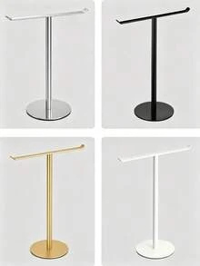 Bathroom T-Shaped Towel Rack Handheld Holder, Lightweight Headband Rack, Kitchen Black Storage Shelf, Sturdy Metal Structure Easy Installation Multi-Functional Home Organizer Rack, Countertop Organizer - View 9
