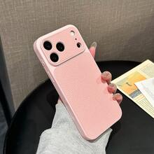 奢華 PU 皮革荔枝紋啞光手機殼，相容 iPhone 18 Pro Max 18 Pro，抗指紋硬殼，適用 17 Pro Max 16 Pro Max 15 14 Plus 13 Pro Max 12 11 16e 17e，18 & 17 系列大視窗蓋 - 粉色 - 查看 2