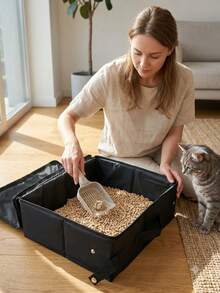 Portable Cat Travel Litter Box With Lid, Handle, Standard Foldable Litter Tray, Suitable For Cats, Lightweight Cat Litter Box, Essential For Travel Cats And Kittens - one-size - View 5