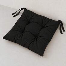 40 X 40 X 4 Cm Chair Seat Cushions, Square Polyester Chair Pads, 1, 2, 4 Or 6 Piece Packs, 8 Solid Colours - Black - View 2