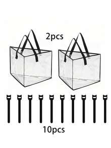 Triangular Hanging Hanger Storage Organizer Bag, Foldable Large Capacity Transparent Hanger Storage Bag, Thickened Waterproof PVC Wardrobe Organizer, Dual Handle Portable Design, Can Store Wooden And Plastic Hangers, Dustproof And Moisture-Proof Transparent Visible, Easily Save Wardrobe Storage Space; Can Be Hung Or Laid Flat And Stacked, Suitable For Bedroom Wardrobe, Built-In Closet, Laundry Room, Balcony Utility Area, Dedicated For Seasonal Hanger Organization, Multi-Scenario Home Storage Essential - Multicolor - View 11