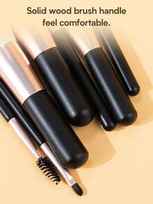 SEPROFE 7 Pcs Small Makeup Brush Set, Portable Travel Makeup Brushes, Ultra Soft Fiber Bristles For Natural Defined Finish, Premium Texture Handle, Includes Blush Brush Contour Brush Eyeshadow Brush, Compact Beauty Tools For Daily And Travel Use - Black - View 5